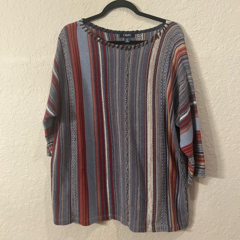 Chaps Women's Striped Tunic in Blue and Red